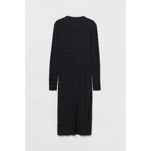 H&M Crinkled Jersey Black Midi Dress - Small